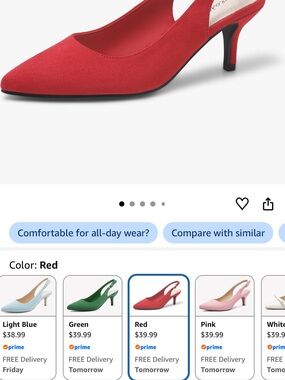 Red Pointed Slingback Flats - Women's Stylish Dress Shoes